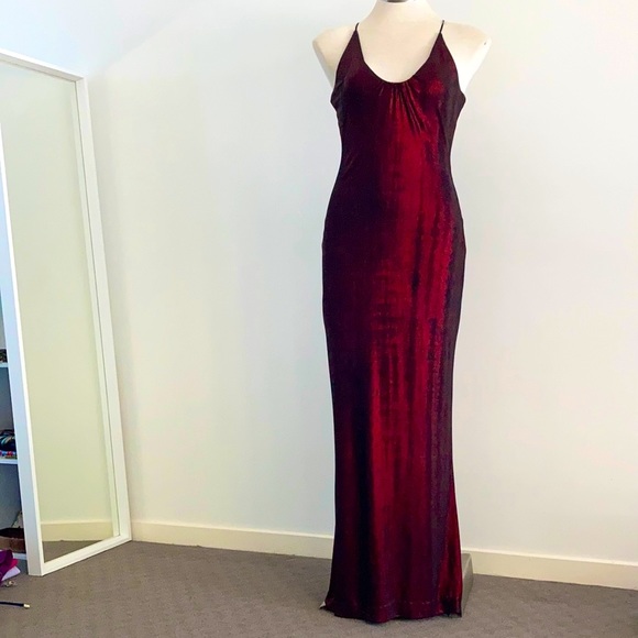bd Dresses & Skirts - Vintage 90’s stretch burgundy Gown with metallic sheen Size 10